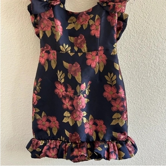 V. Chapman Hollyhock Mini Dress Baroque Rose Floral Brocade NWT - Picture 8 of 12